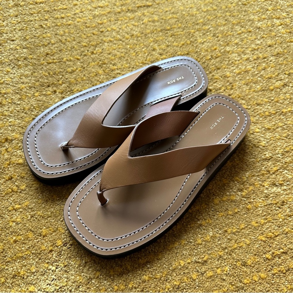 The Row Leather Flip Flops